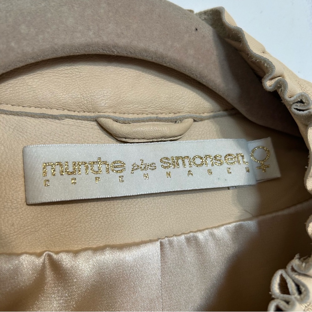 Munthe plus Simonsen Leather Jacket Sz 6 Cream - Picture 10 of 12